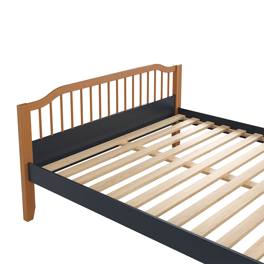 Cama Casal Madeira Maciça Chicago - Azul Petróleo