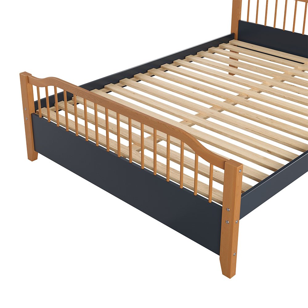 Cama Casal Madeira Maciça Chicago - Azul Petróleo
